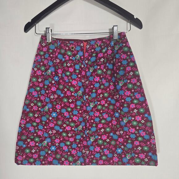 Vintage Handmade Retro Ditsy Floral Rivets High Waist Mini Skirt 70s Style XS - Picture 5 of 6